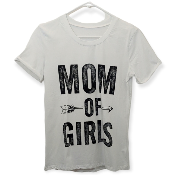 Graphic Tee Size Small Shirt Top Mom of Girls White Black Arrow - Picture 1 of 7